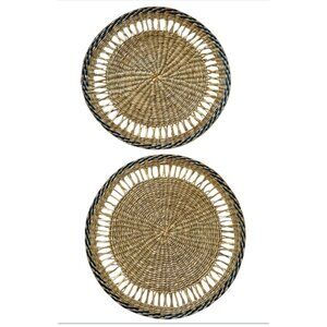 Seagrass Navy Border Charger Traditional Beachy Set Of Two